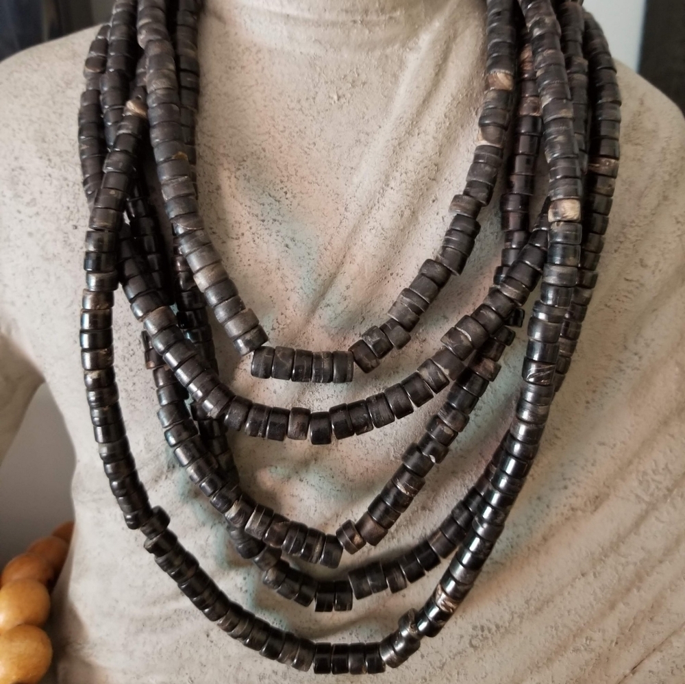 Dark Brown Wooden African Style Necklace